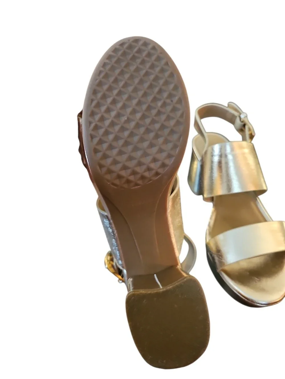 Aerosoles Camera Gold Metallic Block Heel Sandals - Women Sz 9.5 SH45
